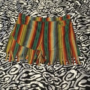 NWOT fringe serape shorts